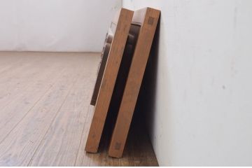 アンティーク建具　井波彫刻　光信作　松の木と風情ある風景の彫刻が美しい両面彫刻欄間2枚セット(明かり取り、明り取り)(R-071695)