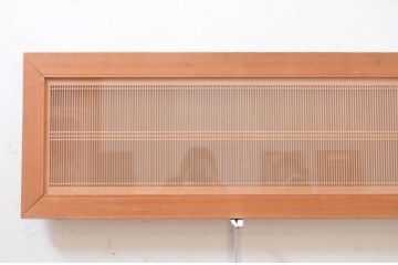 アンティーク建具　両面ガラス入り　繊細な格子が目を惹く凝った造り込みの筬欄間2枚セット(明かり取り、明り取り、オサランマ、おさらんま)(R-071697)