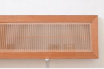 アンティーク建具　両面ガラス入り　繊細な格子が目を惹く凝った造り込みの筬欄間2枚セット(明かり取り、明り取り、オサランマ、おさらんま)(R-071697)