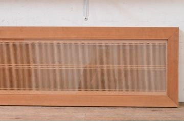 アンティーク建具　両面ガラス入り　繊細な格子が目を惹く凝った造り込みの筬欄間2枚セット(明かり取り、明り取り、オサランマ、おさらんま)(R-071697)