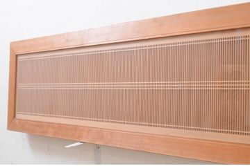 アンティーク建具　両面ガラス入り　繊細な格子が目を惹く凝った造り込みの筬欄間2枚セット(明かり取り、明り取り、オサランマ、おさらんま)(R-071697)