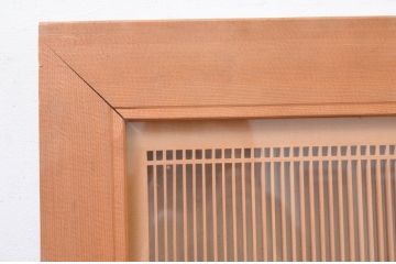 アンティーク建具　両面ガラス入り　繊細な格子が目を惹く凝った造り込みの筬欄間2枚セット(明かり取り、明り取り、オサランマ、おさらんま)(R-071697)