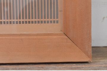 アンティーク建具　両面ガラス入り　繊細な格子が目を惹く凝った造り込みの筬欄間2枚セット(明かり取り、明り取り、オサランマ、おさらんま)(R-071697)