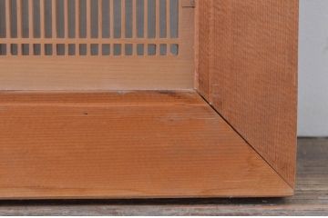 アンティーク建具　両面ガラス入り　繊細な格子が目を惹く凝った造り込みの筬欄間2枚セット(明かり取り、明り取り、オサランマ、おさらんま)(R-071697)