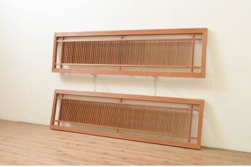 アンティーク建具　細やかに並んだ格子が美しい筬欄間2枚セット(明かり取り、明り取り、オサランマ、おさらんま)(R-071698)