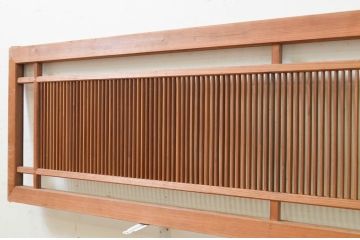 アンティーク建具　細やかに並んだ格子が美しい筬欄間2枚セット(明かり取り、明り取り、オサランマ、おさらんま)(R-071698)