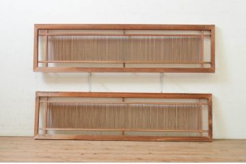 アンティーク建具　細やかに並んだ格子が美しい筬欄間2枚セット(明かり取り、明り取り、オサランマ、おさらんま)(R-071698)