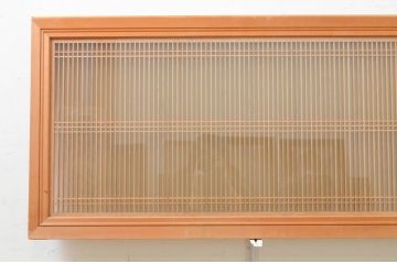 アンティーク建具　上手物!　両面ガラス　繊細な格子が目を惹く筬欄間2枚セット(明かり取り、明り取り、オサランマ、おさらんま、格子欄間)(R-071699)