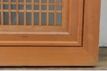 アンティーク建具　上手物!　両面ガラス　繊細な格子が目を惹く筬欄間2枚セット(明かり取り、明り取り、オサランマ、おさらんま、格子欄間)(R-071699)