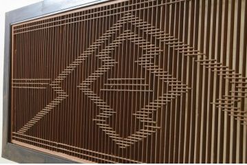 アンティーク建具　特大　落ち着きのある和の空間を演出する組子欄間2枚セット(明り取り、明かり取り)(R-071701)