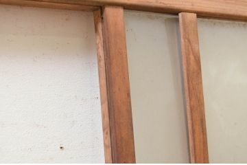アンティーク建具　レトロな雰囲気を醸し出すガラス欄間2枚セット(明り取り、明かり取り)(R-071702)