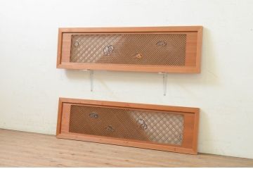 アンティーク建具　凝ったデザインの組子が目を惹く組子欄間2枚セット(明り取り、明かり取り)(R-071703)