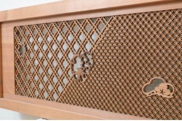 アンティーク建具　凝ったデザインの組子が目を惹く組子欄間2枚セット(明り取り、明かり取り)(R-071703)
