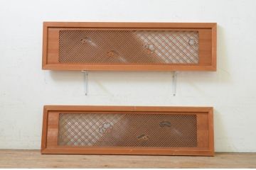 アンティーク建具　凝ったデザインの組子が目を惹く組子欄間2枚セット(明り取り、明かり取り)(R-071703)