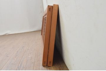 アンティーク建具　凝ったデザインの組子が目を惹く組子欄間2枚セット(明り取り、明かり取り)(R-071703)