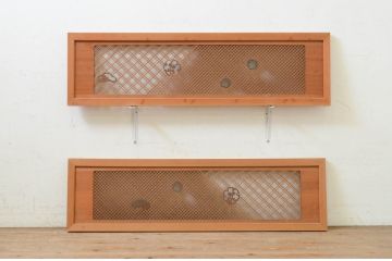 アンティーク建具　凝ったデザインの組子が目を惹く組子欄間2枚セット(明り取り、明かり取り)(R-071704)