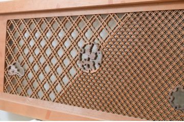 アンティーク建具　凝ったデザインの組子が目を惹く組子欄間2枚セット(明り取り、明かり取り)(R-071704)