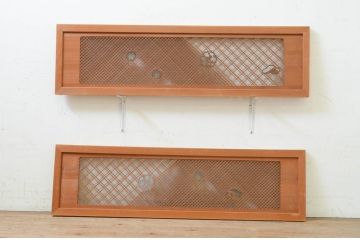 アンティーク建具　凝ったデザインの組子が目を惹く組子欄間2枚セット(明り取り、明かり取り)(R-071704)