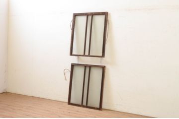 アンティーク建具　シンプルなデザインの上げ下げ窓(ガラス窓)(R-071705)