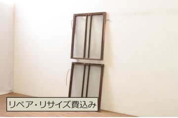 アンティーク建具　シンプルなデザインの上げ下げ窓(ガラス窓)(R-071706)