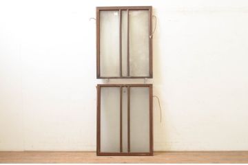 アンティーク建具　シンプルなデザインの上げ下げ窓(ガラス窓)(R-071706)