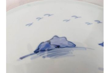 江戸期　古伊万里　染付　1尺5寸　約47cm　繊細に描かれた山水図が上質な和の雰囲気を高める大皿(和皿、和食器、一尺五寸)(R-071725)