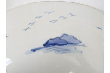 江戸期　古伊万里　染付　1尺5寸　約47cm　繊細に描かれた山水図が上質な和の雰囲気を高める大皿(和皿、和食器、一尺五寸)(R-071726)