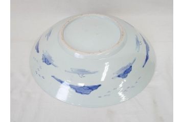 江戸期　古伊万里　染付　1尺5寸　約47cm　繊細に描かれた山水図が上質な和の雰囲気を高める大皿(和皿、和食器、一尺五寸)(R-071726)