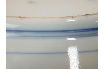 大明成化年製　古伊万里　染付　線描　花唐草　輪花型　1尺4寸　約45cm　細やかな意匠にこだわりを感じる大皿(和皿、和食器、一尺四寸)(R-071727)