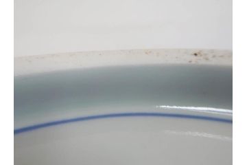 大明成化年製　古伊万里　染付　線描　花唐草　輪花型　1尺4寸　約45cm　細やかな意匠にこだわりを感じる大皿(和皿、和食器、一尺四寸)(R-071728)