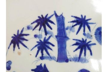 江戸〜明治　古伊万里　染付　微塵唐草文　1尺5寸　約47cm　一つ一つ丁寧に描かれた絵付けが美しい大皿(松竹梅図、和皿、和食器、一尺五寸)(R-071729)