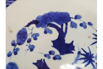 江戸〜明治　古伊万里　染付　微塵唐草文　1尺5寸　約47cm　一つ一つ丁寧に描かれた絵付けが美しい大皿(松竹梅図、和皿、和食器、一尺五寸)(R-071729)