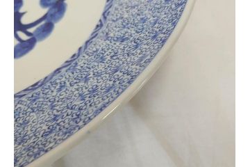 江戸〜明治　古伊万里　染付　微塵唐草文　1尺5寸　約47cm　一つ一つ丁寧に描かれた絵付けが美しい大皿(松竹梅図、和皿、和食器、一尺五寸)(R-071729)