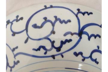 江戸〜明治　古伊万里　染付　微塵唐草文　1尺5寸　約47cm　一つ一つ丁寧に描かれた絵付けが美しい大皿(松竹梅図、和皿、和食器、一尺五寸)(R-071729)