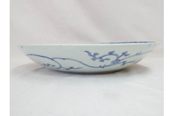 古伊万里　染付　蛸唐草文　松竹梅文　渦福　約45cm　1尺4寸　大胆かつ繊細な絵柄に魅了される大皿(二重角福、和食器、和皿、一尺四寸)(R-071730)