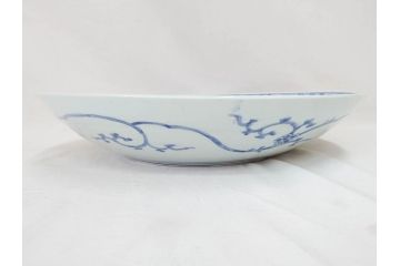 古伊万里　染付　蛸唐草文　松竹梅文　渦福　約45cm　1尺4寸　大胆かつ繊細な絵柄に魅了される大皿(二重角福、和食器、和皿、一尺四寸)(R-071730)