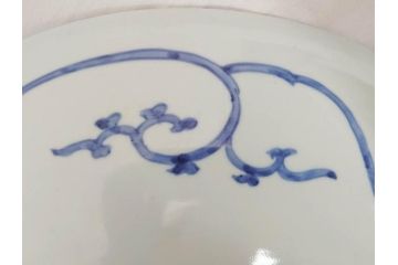 古伊万里　染付　蛸唐草文　松竹梅文　渦福　約45cm　1尺4寸　大胆かつ繊細な絵柄に魅了される大皿(二重角福、和食器、和皿、一尺四寸)(R-071730)