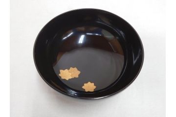 明治〜大正　輪島塗　木製漆器　紅葉の蒔絵が食卓のアクセントになる吸物椀8客セット(もみじ、モミジ、黒漆、お椀、和食器)(R-071738)