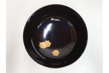明治〜大正　輪島塗　木製漆器　紅葉の蒔絵が食卓のアクセントになる吸物椀8客セット(もみじ、モミジ、黒漆、お椀、和食器)(R-071738)