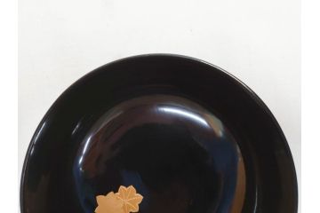 明治〜大正　輪島塗　木製漆器　紅葉の蒔絵が食卓のアクセントになる吸物椀8客セット(もみじ、モミジ、黒漆、お椀、和食器)(R-071738)