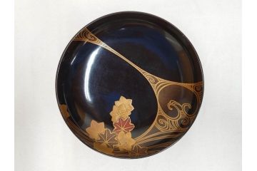 明治〜大正　輪島塗　木製漆器　紅葉の蒔絵が食卓のアクセントになる吸物椀8客セット(もみじ、モミジ、黒漆、お椀、和食器)(R-071738)