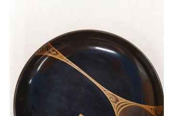 明治〜大正　輪島塗　木製漆器　紅葉の蒔絵が食卓のアクセントになる吸物椀8客セット(もみじ、モミジ、黒漆、お椀、和食器)(R-071738)