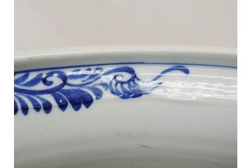 明治期　伊万里　染付　馬　川　紅葉　鶴　大胆に描かれた珍しい図柄が目を惹く手洗鉢(鉢カバー、プランターカバー、睡蓮鉢、メダカ、めだか、金魚鉢、もみじ、モミジ)(R-071739)