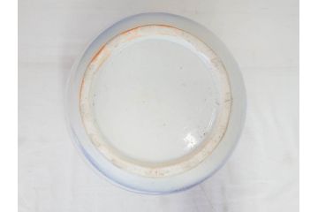 明治期　伊万里　染付　馬　川　紅葉　鶴　大胆に描かれた珍しい図柄が目を惹く手洗鉢(鉢カバー、プランターカバー、睡蓮鉢、メダカ、めだか、金魚鉢、もみじ、モミジ)(R-071739)