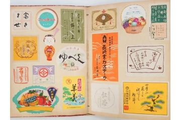 戦前　百貨店　デパート(森永、中村屋、商店など)　スクラップブック2冊　ラベルまとめて901枚セット(三越、高島屋、伊勢丹、そごう、松坂屋、阪急、封緘紙、シール)(R-071741)