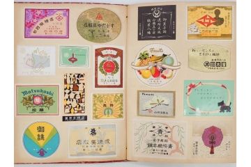 戦前　百貨店　デパート(森永、中村屋、商店など)　スクラップブック2冊　ラベルまとめて901枚セット(三越、高島屋、伊勢丹、そごう、松坂屋、阪急、封緘紙、シール)(R-071741)