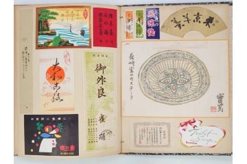 戦前　百貨店　デパート(森永、中村屋、商店など)　スクラップブック2冊　ラベルまとめて901枚セット(三越、高島屋、伊勢丹、そごう、松坂屋、阪急、封緘紙、シール)(R-071741)