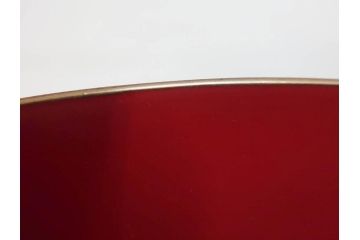 江戸期　輪島塗　本朱　五ツ組　七福神　沈金で描かれた縁起の良い絵柄が美しい大盃&盃台付き(朱塗り、木製漆器、杯、酒器、和食器、共箱付き)(R-071744)