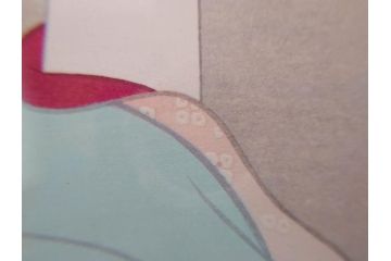 上村松園　「若葉」　モモセ版画美術　限定300部のうち292番　気品の漂う女性の姿を見事に表現された手摺木版画(人物画、絵画、額装、箱付き)(R-071745)
