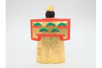 春日有職　奈良人形師　五代　瀬谷桃源　一刀彫　力強い彫りと華やかな色彩が美しい立雛(ひな、ヒナ、木彫、彫刻、木製、置物、共箱付き)(R-071747)